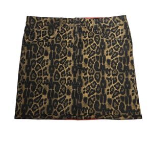 Y2K‎ Tripp reversible animal print leopard red denim mini skirt L/XL